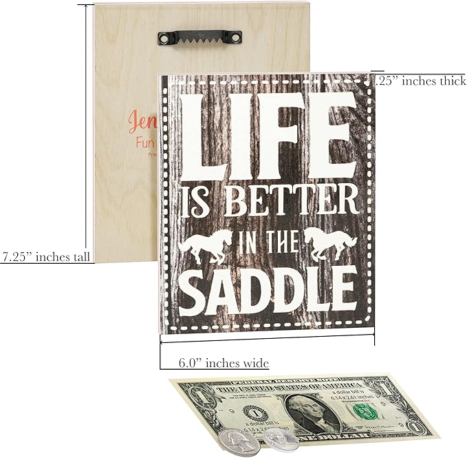 JennyGems Life Is Better in the Saddle Wooden Sign, Horse Gifts for Horse Lovers, Farmhouse Decor Wall Hanging, Made in USA