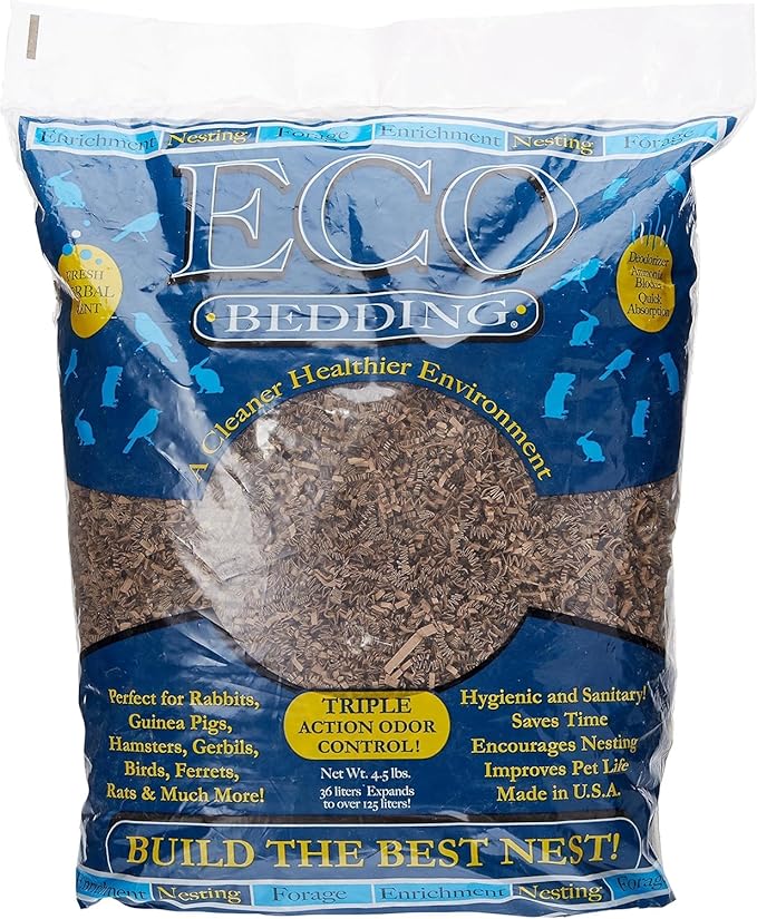 ECO Bedding 99% Dust Free Paper Bedding for Small Pets and Birds, Odor Control, 4.5 lb (Expands to 125 L)