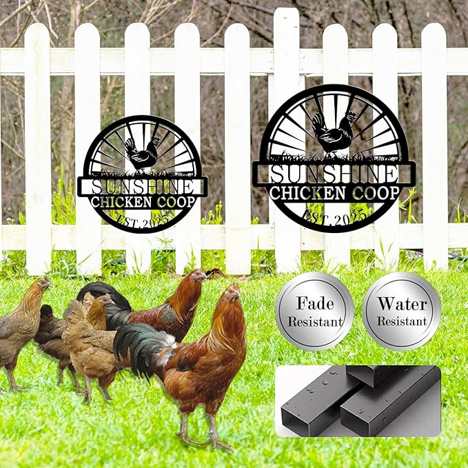 Custom Chicken Coop Metal Sign, Personalized Farmhouse Wall Decor, Vintage Fluffy Butt Hut Decor, Custom Name Sign for Farm, Gifts for Chicken Lovers
