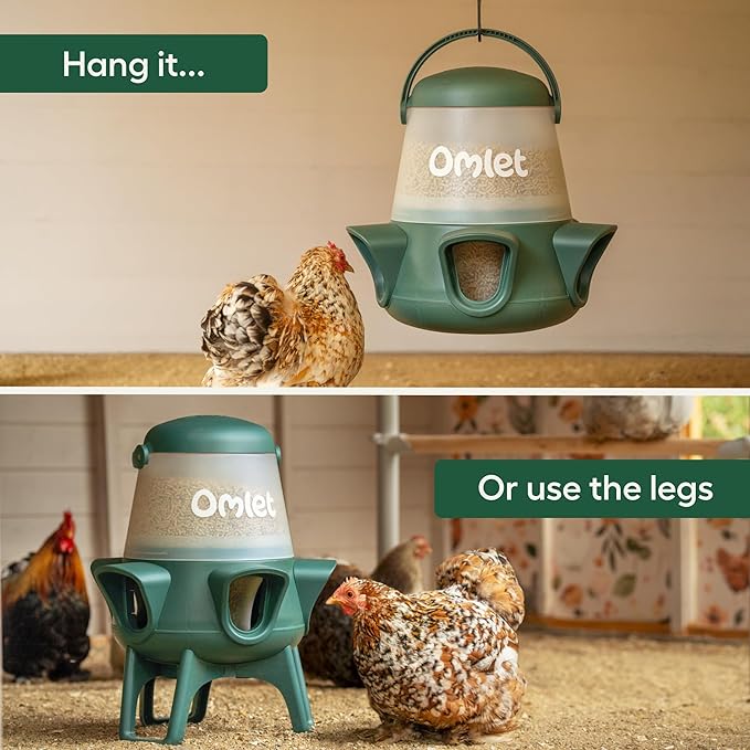 Omlet No Waste Chicken Feeder | No Spill Poultry Feeder | BPA Free 5 Anti-Bully Ports | Easy to Clean | Feeds 6 Hens for 7 Days | 12lb