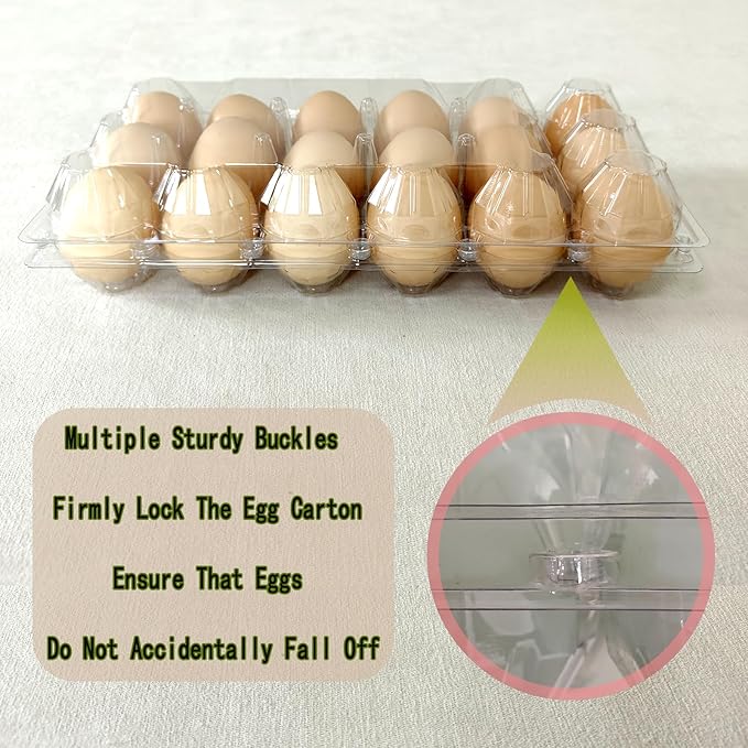100packs 18-Egg Cartons Cheap Bulk, 3 * 6 extra large Clear plastic egg cartons for Family, Farm, Markets, Display