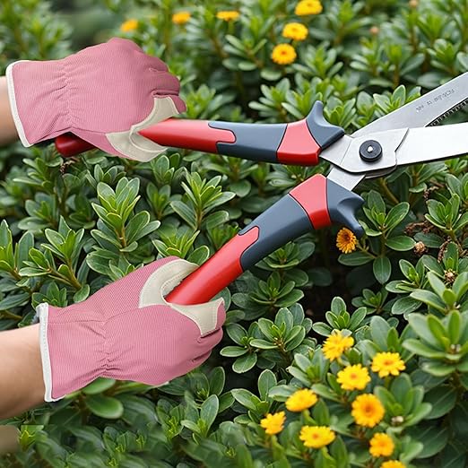 Gardening Gloves, Garden Gloves for Women and Men, Thorn Proof Working Gloves, Durable Leather Work Garden Gloves for Yard & Outdoor Work, Purple, L