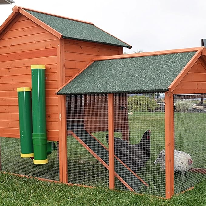 Rugged Ranch 2-Gallon Poultry Waterer & 10-Lb Feeder Combo for Chicken Coops, Green - Outside-Mount Design, Weather-Resistant, Easy Refill Access & Rain Shield to Help Keep Feed Dry