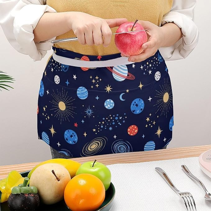Half Apron with 3 Pockets Chef Cooking Kitchen Restaurant Aprons for Women Men