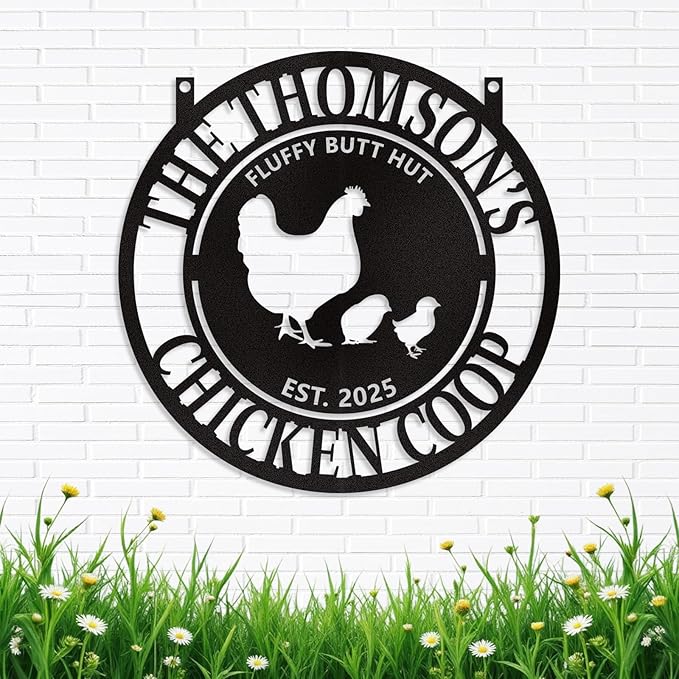 Personalized Chicken Coop Signs, Metal Funny Farm Decor, Chicken Coop Accessories, Metal Outdoor Wall Art, Custom Hen House Sign, Rustic Farmhouse Wall Decor for Farm Yard Garden Color08