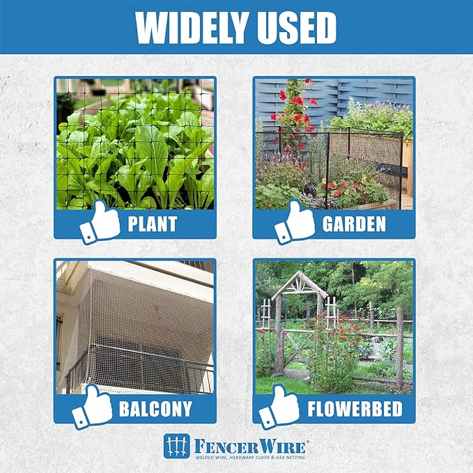 Fencer Wire 7 ft. x 100 ft. Garden & Plant Protective Netting with 3/4" Mesh, Reusable & Doesn't Tangle, Protection Against Bird, Deer and Other Animals, Multiple Choices Available (c. Heavy Duty)