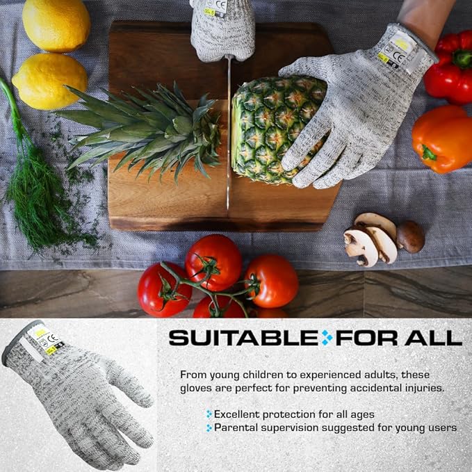 Glove Station Ultra Durable Series Cut Resistant Gloves - Cutting Gloves for Chefs, BBQ and Cooking - Level 5 Protection, Food Grade Safe Cut - Grey, Medium Size [2-Pack]