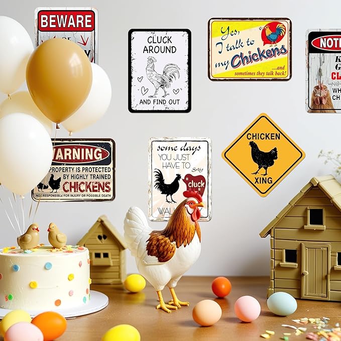 WERNNSAI Chicken Birthday Party Decorations - 9PCS Farm Birthday Decorations for Boys Girls Barnyard Themd Party Supplies Funny Chicken Coop Decor Farm Sign Posters for Door Wall Yard Garden Decoration