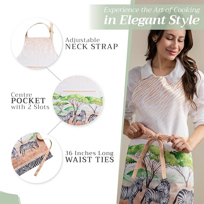 Maison d' Hermine 100% Cotton Apron for women with Pocket Kitchen Chef Apron for Men Cooking Easter Decorations