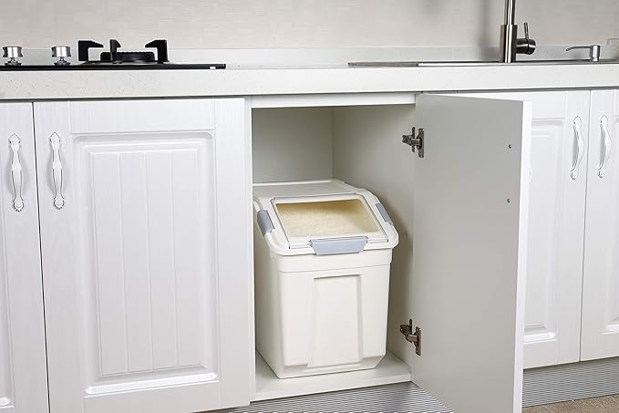 EonTone [2-Pack] 30 lbs Flour Storage Container, 25L Airtight Food Bin with Wheels BPA-Free