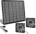 Solar Exhaust Fan 15W Solar Powered Exhaust Fan Kit, 2 Mini Fans, Portable Ventilation Solar Fan for Chicken Coops, Dog Houses, Greenhouses, Pet Homes, Gardens