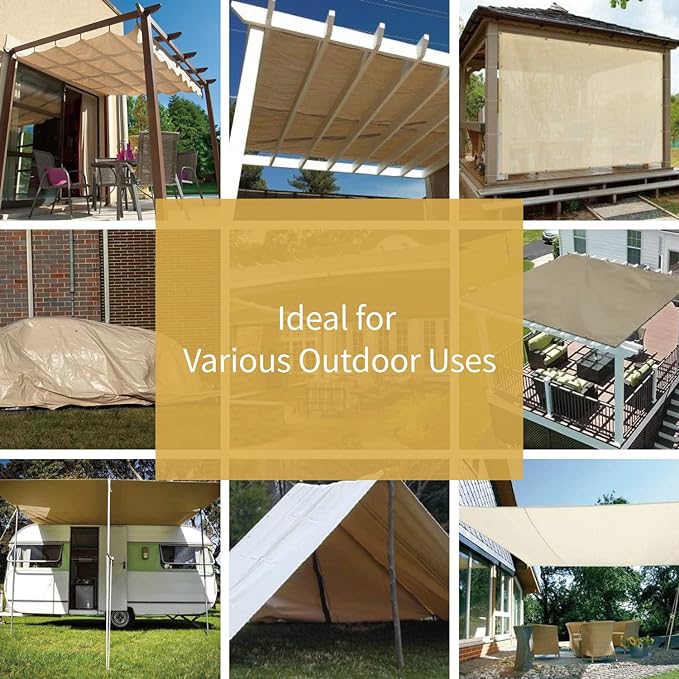 GUARD SHIELD Beige Tarp Heavy Duty Waterproof 30x30 Feet Outdoor Poly Tarps Cover Thick UV Resistant Canopy Tarpaulin with Grommets 10mil