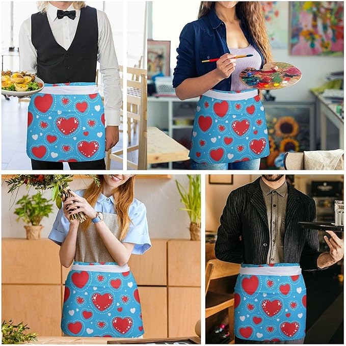 Unisex Half Waiter Waist Short Apron Waterproof Chef Works Waitress Aprons