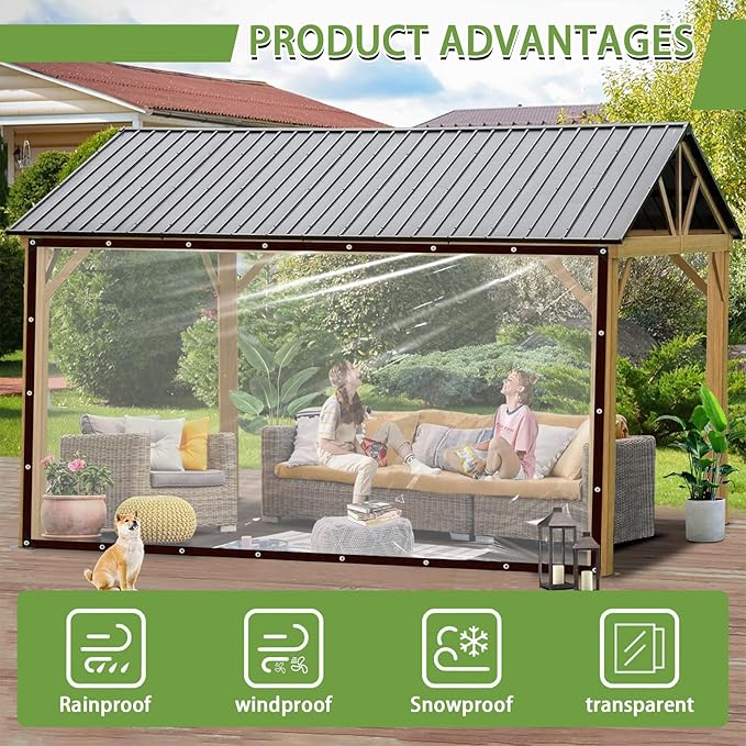 Clear Tarp Waterproof 6x6-Heavy Duty Plastic Tarps,Vinyl Transparent Tarpaulin with Grommets,Outdoor Small&Large Tarp Cover for Chicken Coop/Greenhouse/Camping/Plant/Patio