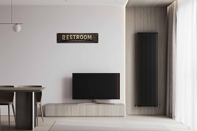 Vintage Tin Restroom Sign Retro Metal Sign Suitable For Home Street Shop Bar Restroom - Multi-Purpose For Indoor/Outdoor Use Plaque 4x16 Inch