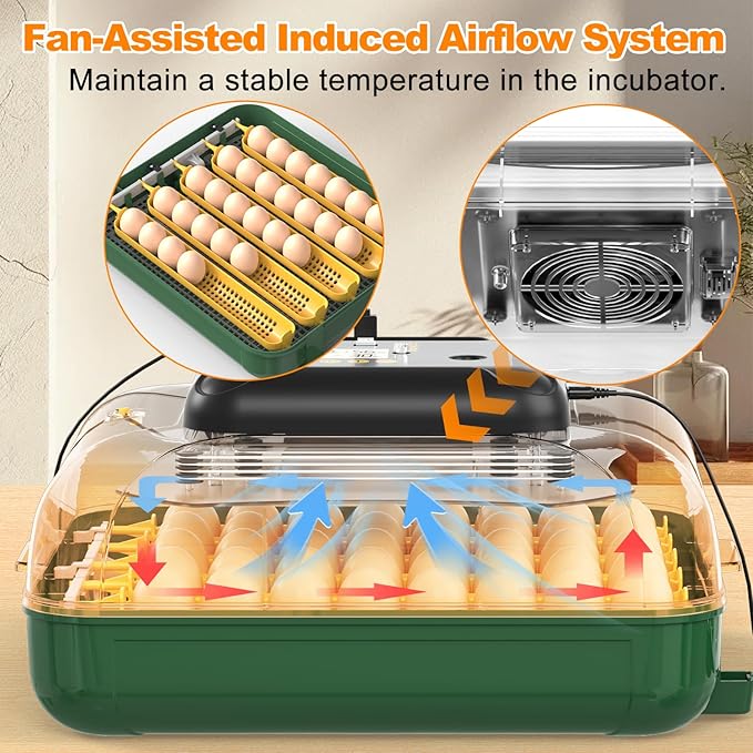 63 Egg Incubator for Hatching Eggs with Auto Egg Turning, High Precision Temperature & Humidity Display, Hatch Day, Egg Candler, Upgraded Motor, Incubator for Hatching Chickens, Higher Hatch Rate