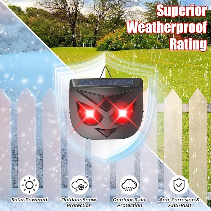 Solar Nocturnal Animal Repeller Outdoor Predator Eyes Coyote Deterrent Predator Lights for Chicken Coop, Raccoon Repellent Deer Repellent Devices Deterrent Lights for Skunk Fox Yard Garden, 4 Pack