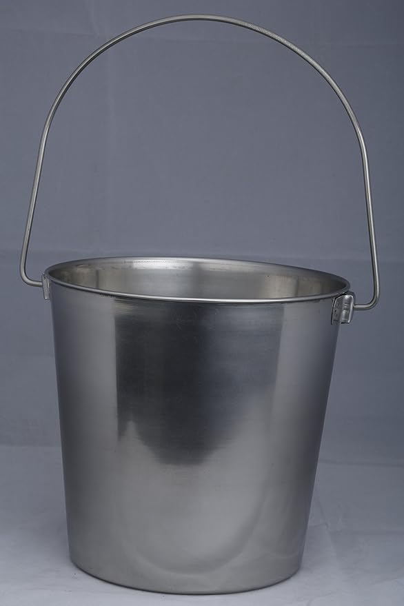 Indipets Stainless Steel Bucket for Pets (16-Quart) – Heavy Duty Pails, Food & Water Pail for Cats & Dogs