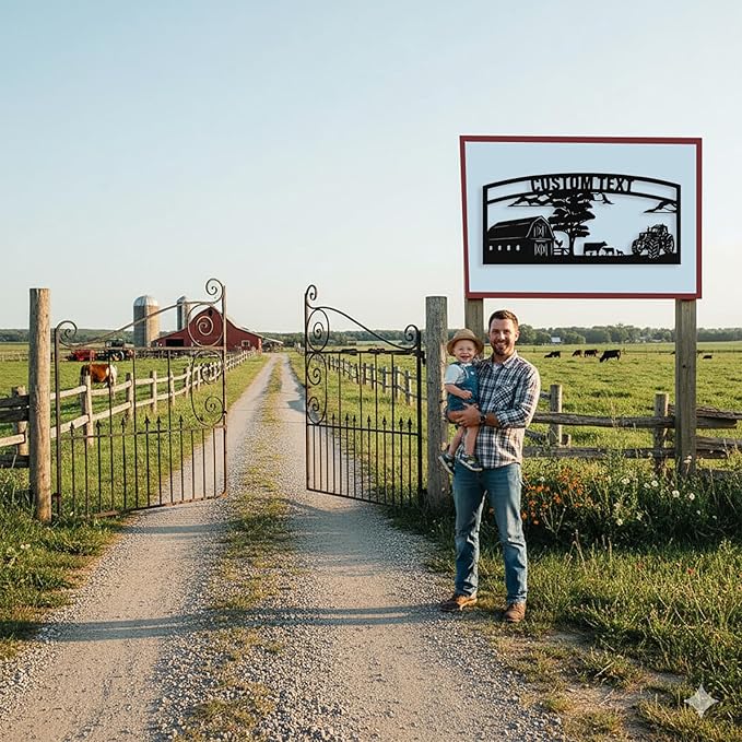 Personalized Metal Farm Signs, Custom Ranch Sign, Customized Farm Metal Signs Outdoor, Custom Large Hanging Family Name Sign for Farms, Ranch, Barn, Farmhouse