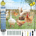 Electric Poultry Netting, 42" H x 164'L Electric Anti-Predator Poultry Fence, PE Net Fencing Kit with 14 Posts Double Spiked, Movable Livestock Nets for Chickens, Ducks, Geese, Sheep and Other Poultry
