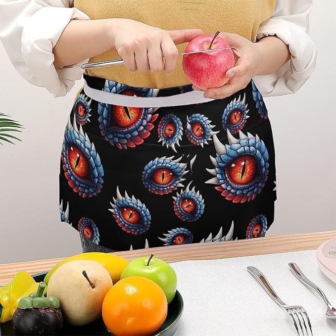 Half Apron with 3 Pockets Chef Cooking Kitchen Restaurant Aprons for Women Men