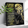 7 Rules Of Life Motivational Wall Art For Classroom Prints Painting Inspirational Lion Pictures Canvas Wall Decor Positive Quotes Framed Artwork For Office Preppy Room Living Room 16"x20"