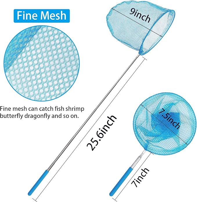 2 Pack Telescopic Butterfly Nets for Kids Outdoor Exploration, Catching Insect Net, Fishing Nets, Outdoor Tools for Catching Bugs Fish Insect Ladybird, Nature Exploration Toys