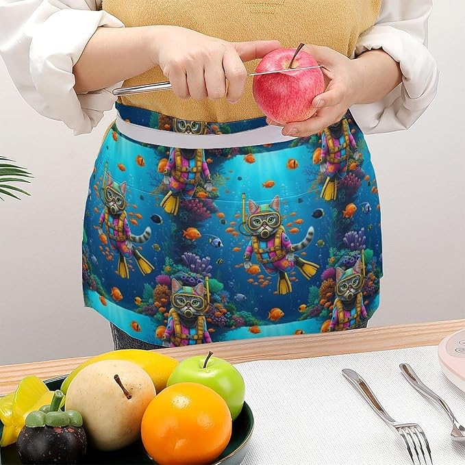 Unisex Half Waiter Waist Short Apron Waterproof Chef Works Waitress Aprons