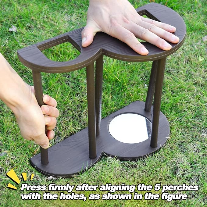 Chicken Perch with Swing & Mirror, Waterproof PVC Roosting Stand for Hens Activity Gym for Chicks & Bantams, Durable Easy-Clean Coop