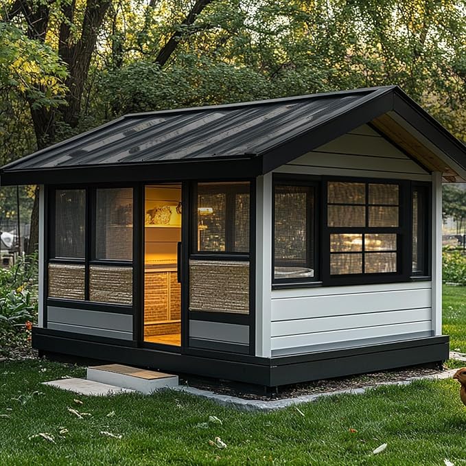2 Pack Shed Windows 12" x 18" Flush Mount Window with Tempered Glass and Fiberglass Screen for Chicken Coop Sheds Barns Playhouse -Black