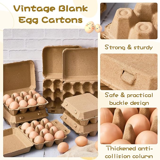 Rtteri 100 Pcs Egg Cartons Bulk 3x4 Style Egg Storage Containers Holder for Fresh Duck Quail Storage Kitchen Family Farmhouse (Natural Color)