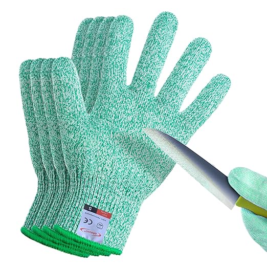 Cut Resistant Gloves, 2 Pairs of Food Grade Cut Resistant Gloves, Cutting Gloves for Kitchen, Oyster Shucking, Fish Fillet Processing, Carving Wood and Gardening(Small-Green)