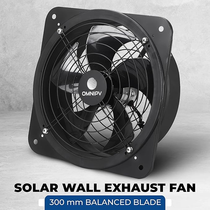 Solar Powered Wall Mount Exhaust Fan, 35 Watt (for Home, Garage, Workshop, Greenhouse, RV, Outdoor Garden, etc.)