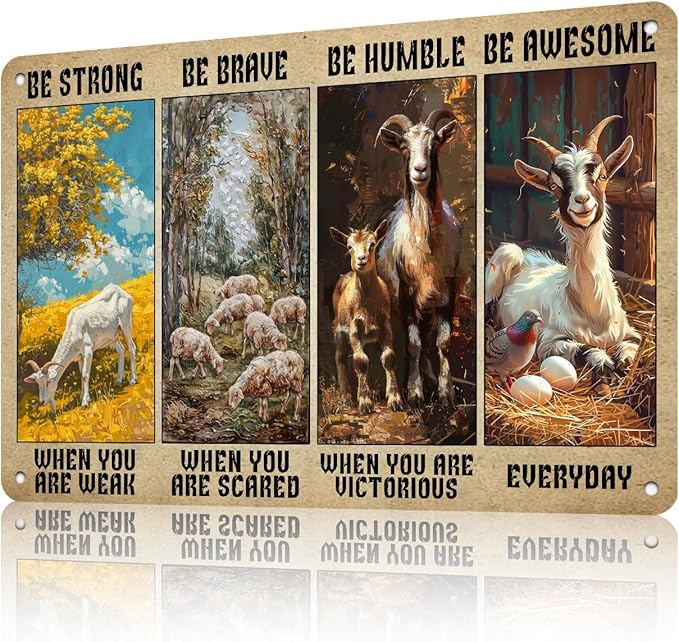 Funny Goat Decor Retro Metal Tin Sign Pet Lovers Motivational Quote Vintage Farm Art Sign for Home Office Room Coffee Bar Shop Wall Decor Poster Gift 12 * 8in