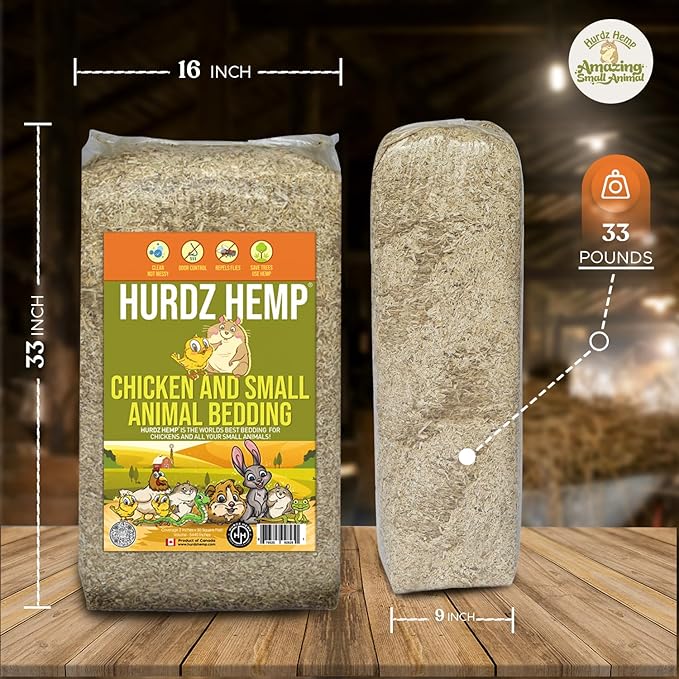 Hemp Bedding for Chickens - Made from 100% Natural Hemp - Superior Absorption & Odor Control- Eco-Friendly Hemp Bedding for Chickens - Easy Maintenance Hemp Bedding for Small Animals