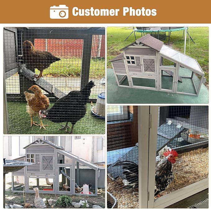 Large Chicken Coop for Outdoor with Nest Box and Removable Tray, Hen House Waterproof for 2-5 Chickens, Outdoor Poultry Cage with Wheels - Grey