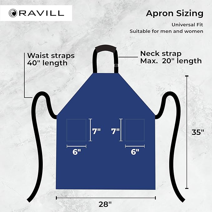 Waterproof Apron For Men and Women - 2 Pockets - 35" Long Multi Purpose Work Aprons for Dishwashing, Dog Grooming