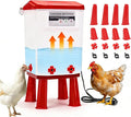 3 Gallon Heated Chicken Waterer, Chicken Water Heater with Thermostat Control,Winter Anti-Freezing Poultry Drinking Water Heater,Hanging/Standing