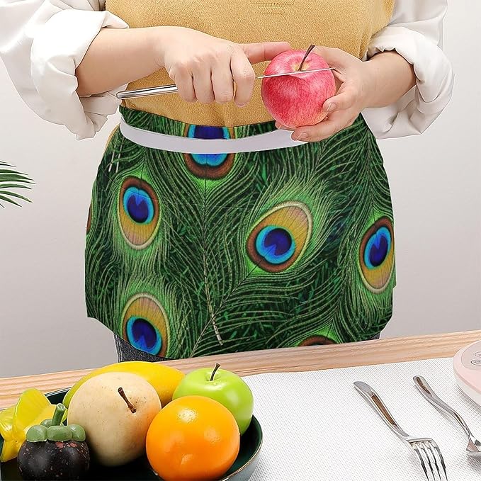 Server Waist Aprons Waitress Unisex Chef Works Half Apron with 3 Pockets