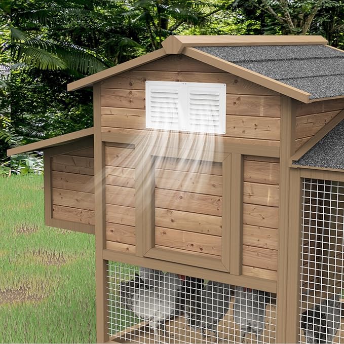 Forestchill Air Vent Louver for Chicken Coop, 6" x 12" Air Vent Grille with Built in Screen Mesh, Louvered Exhaust Grille for Chicken Coops Ventilation, White