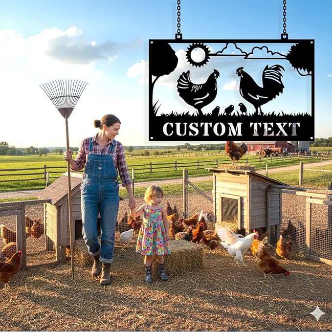 Custom Chicken Coop Metal Sign, Personalized Chicken Coop Sign for Outside, Custom Metal Hen House Farm Signs, Chickens Hen House Farmhouse Wall Art Decor