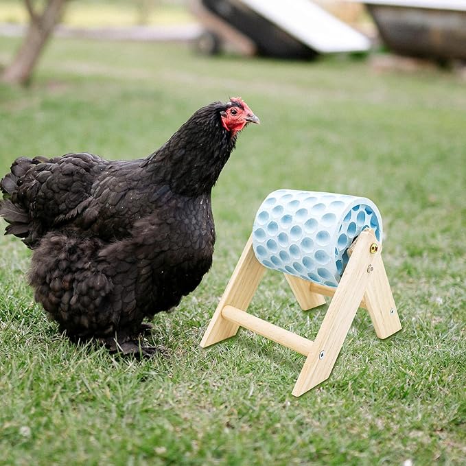 Chicken Coop Accessories, Beak Grinding Calcium Stone with Wooden Stand, Chicken Enrichment Toys, Toys for Hens, Ducks, Geese, Turkeys, Poultry