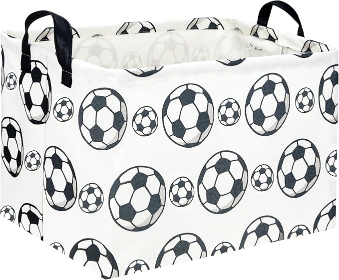 Rectangular Soccer Basket Kids Storage Bins Baby Boy Basket Kids Toy Storage Bin Organizer Box Boys Room Decor for Home(Soccer)