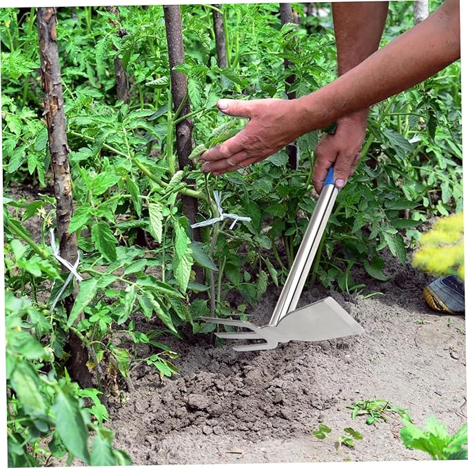 1piece Stainless Steel Handheld Weeding Hoe Multi-Functional Cultivator Tool for Gardening Planting and Weeding Lightweight and Garden Rake for Vegetable Farms and