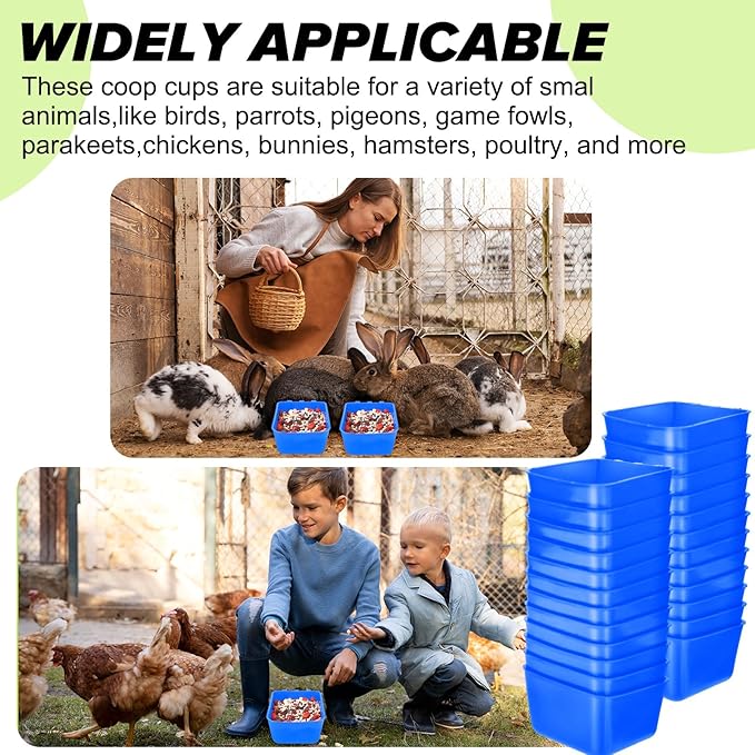 20 Pcs Cage Cups Chicken Feeder Waterer, 16 oz, Hanging Bunny Cage Feeder, Chicken Water Bowl for Pet Parrot, Rooster, Parakeet, Gamefowl, Poultry, Pigeon Wire Cage