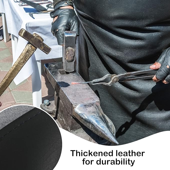 Hercicy 8 Pcs Heavy Duty Waterproof Work Apron for Dishwashing 40 Inch PU Leather Dishwasher Apron for Restaurant Men Cleaning Lightweight Industrial Butcher Chef, Black