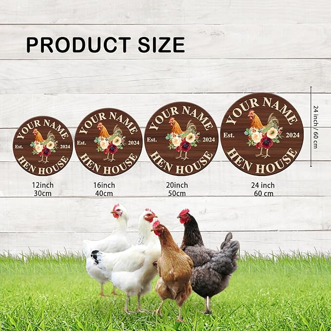Custom Chicken Coop Metal Sign, Personalized Farmhouse Wall Decor, Vintage Fluffy Butt Hut Decor, Custom Name Sign for Farm, Gifts for Chicken Lovers