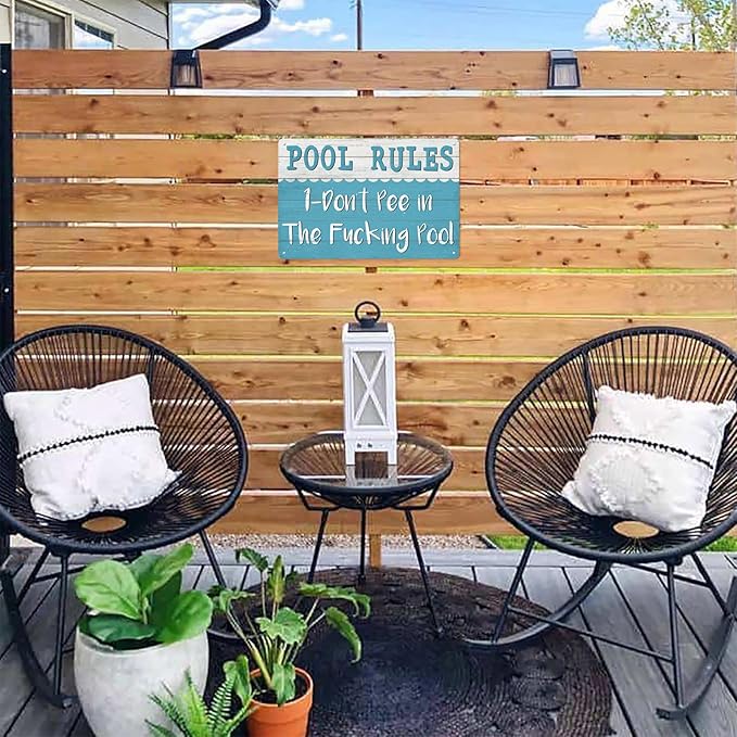 Pool Rules Metal Sign Don't Pee in the Pool Vintage Swimming Pool Tin Sign Outdoor Swimming Pool Decorations Farmhouse Home Patio Pool Decor 8x12 Inch