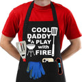 TOSHE Funny Apron Waterdrop Resistant Cotton Apron with adjustable Aprons for Women with Pockets 12 Color option Cooking (Black - Cool Daddy Play with Fire)