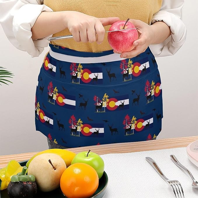 Half Apron with 3 Pockets Chef Cooking Kitchen Restaurant Aprons for Women Men